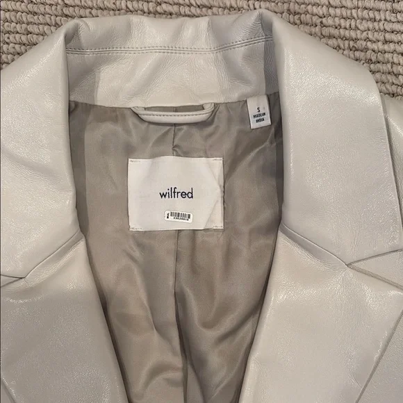 Aritzia Wilfred Cream Vegan Leather Blazer